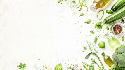Fresh organic vegetables and ingredients on white background healthy lifestyle concept