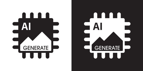 Aufkleber - AI generate image icon. Image enhancement, improve quality and generative by Machine learning. AI enters by command prompt to generate ideas. Icon element for apps web. Vector illustration.