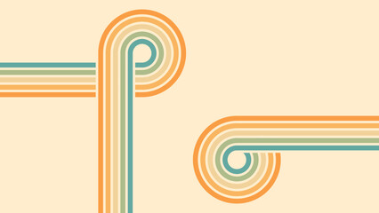 Wall Mural - abstract background of rainbow groovy wavy line design in 1970s hippie retro style. vector pattern r