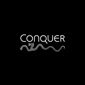 a black background with the word conquer written in white