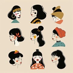 Poster - a group of women with different hair styles