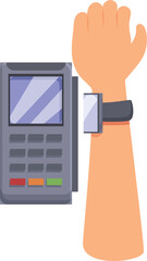 Poster - Hand with smartwatch making a contactless payment on a pos terminal