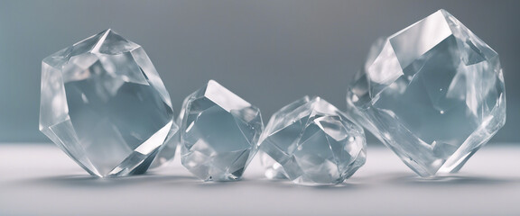 Fototapete - Abstract shape crystal element set on transparent background