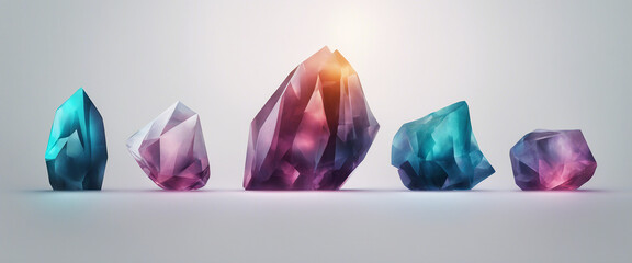 Fototapete - Abstract shape crystal element set on transparent background