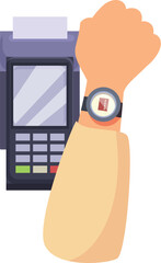 Poster - Hand holding a smartwatch making a contactless payment on a pos terminal