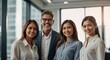 © PixaVerse Studio - Group of a happy business people standing in office near the workplace and making successful deal or signing contract or greeting new employee