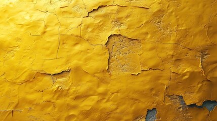 Wall Mural - A weathered wall painted in a rich, golden yellow