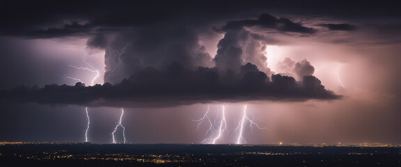 Wall Mural - Storm clouds with lightnings isolated on transparent background