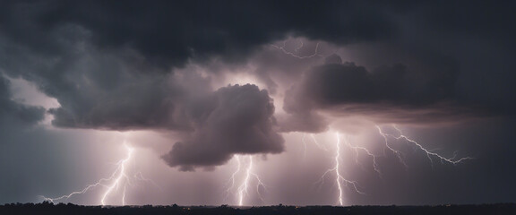 Sticker - Storm clouds with lightnings isolated on transparent background