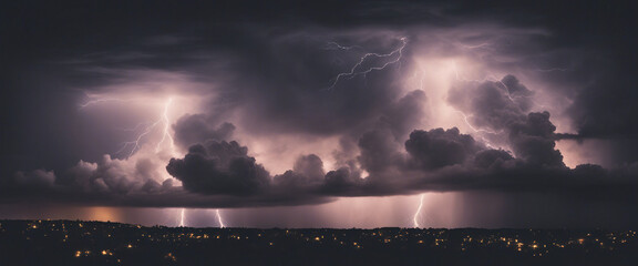 Sticker - Storm clouds with lightnings isolated on transparent background