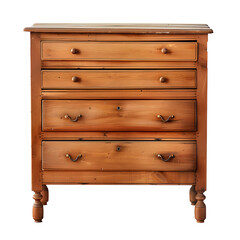 Poster - Classic pine wood dresser with four drawers, isolated on a transparent background