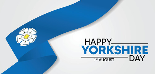 Wall Mural - Happy Yorkshire Day 1 August flag ribbon vector poster