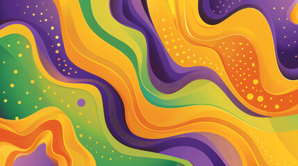 Poster - Abstract background with colorful shapes and curves in yellow, orange, purple and green colors. 