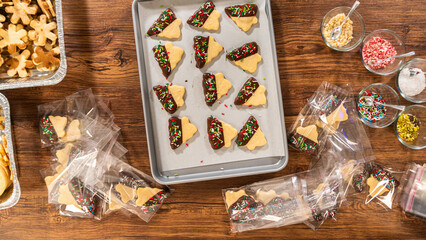 Canvas Print - Festive Cookie Packaging with Chocolate-Dipped Christmas Delights