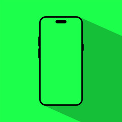 Poster - Smartphone green screen icon with long shadow. Cellphone mockup concept