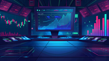 Wall Mural - Market trade binary option trading platform, space for text, vector illustration