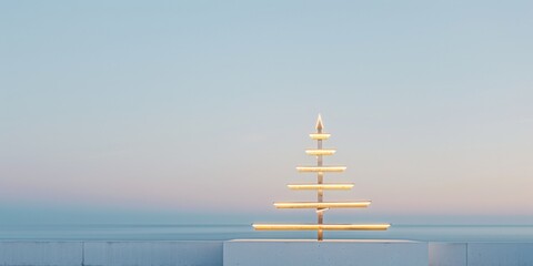 Aufkleber - Abstract Holiday Art Symmetrical Blurred Christmas Tree with Blue and White Soft Glow