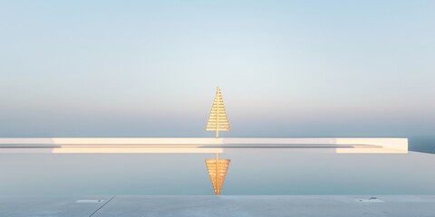 Aufkleber - Abstract Symmetrical Christmas Tree Display with Blue Background and Soft White Glow Using Long Exposure Techniques at Dusk