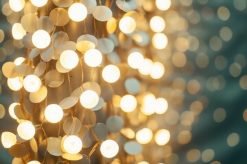 Poster - Intricate Geometric Pattern Formed by Warm White Fairy Lights in Symmetrical Aerial View