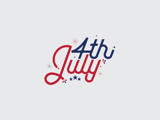 Poster - 4th July Independence Day typography design with handwritten font and star. 4th July word mark text vector. Independence Day modern vector art.