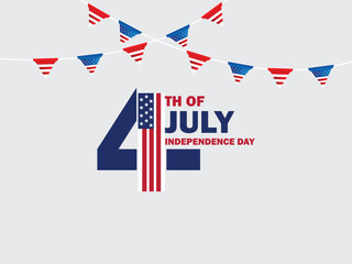 Poster - Independence Day typography vector. Background design. 4th of July Independence Day lettering typography design. 4th of July word mark design with USA flag.