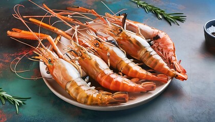 Wall Mural - Grilled Giant River Prawns served with Seafood Sauce