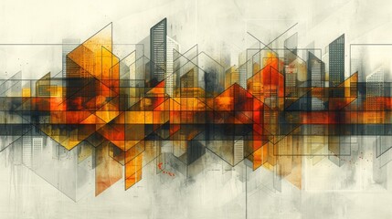 Fototapete - abstract technology design featuring geometric shapes with realistic graphic shapes decoration in isolated elegant background, businsess background presentation