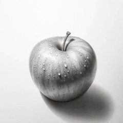 Poster - a black and white photo of an apple