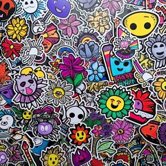 Sticker - a bunch of stickers that are all over the place