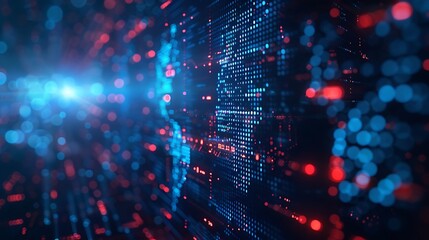 Poster - Futuristic Digital Grid and Bokeh Lights