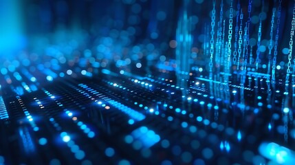Poster - Futuristic Digital Grid and Bokeh Lights