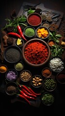 Poster - a tray of spices including spices, herbs, and spices.