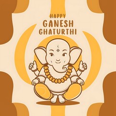 Wall Mural - Happy Ganesh Chaturthi illustration of Lord Ganesha banner, poster, greeting card design