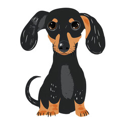 Sticker - Cute Dachshund Cartoon with Big Eyes