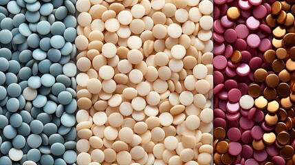 Wall Mural - different colored beans are shown on a white background.