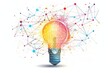 © pixeness - Creative New ideas and innovation concept with colorful light bulb and network connection vector illustration on white background
