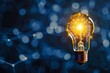 © pixeness - New ideas and innovation concept with yellow light bulb and network connection vector illustration dark blue background