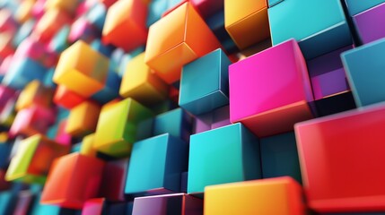 The background is filled with many colorful cubes