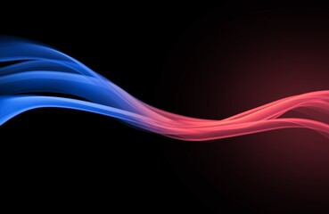 Wall Mural - abstract pink blue  flow  glowing light on black background waves, smooth wallpaper 