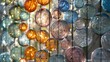 © Ramzan - Screen wall with panels made from blown glass bubbles, each capturing and reflecting light differently to create a sparkling privacy screen