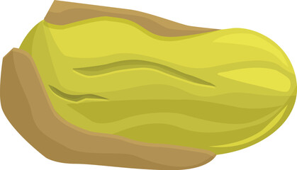 Poster - Pistachio nut with open shell lying horizontally isolated on white background