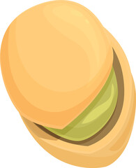 Poster - This cartoon style pistachio is opening to reveal the nut inside