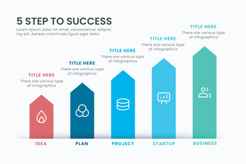 Wall Mural - Infographic elements design template, Timeline concept with 5 steps. Can be used for workflow layout, presentation, diagram, banner, and web design. Vector illustration.