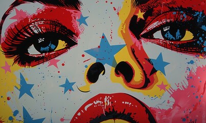 Wall Mural - Bold pop art stars with contrasting hues