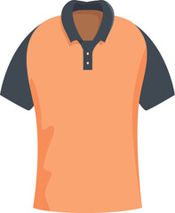 Wall Mural - Simple orange and black short sleeve polo shirt standing up on a plain white background