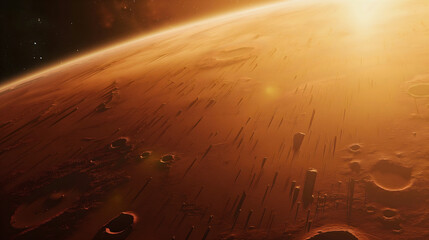 Wall Mural - the picture depicts the surface of mars, which is sandy and windy.