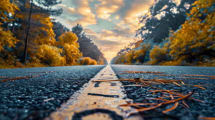 Wall Mural - The new year of 2023, concept photo written on the asphalt road during the early morning, A conceptual photo of the path leading to the future