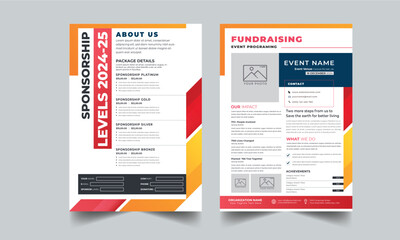 Nonprofit Event, Sponsorship Levels, Fundraising Flyers design layout with 2 style concept template