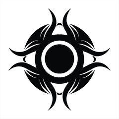 Aufkleber - abstract circular tribal tattoo vector design with swirling rays central circle isolated on white background
