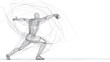 © Everything by Rachan - One Continuous Line Drawing of a Discus Thrower Releasing the Discus in Minimalist Art Style